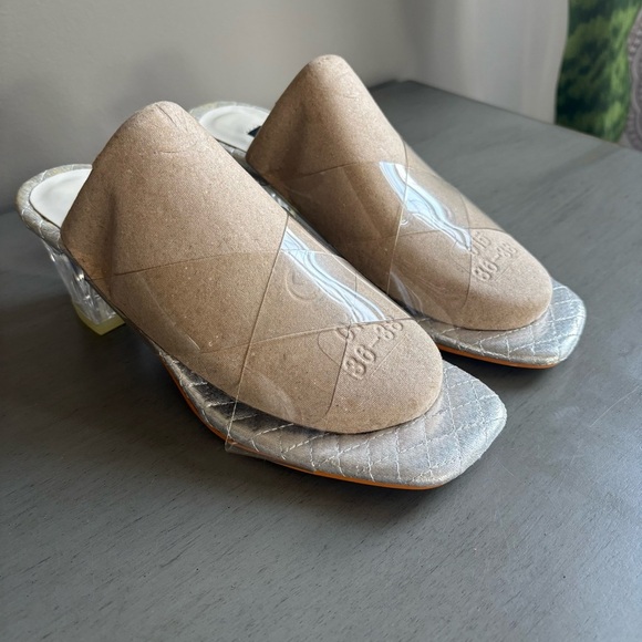 Manxixi Criss- Cross Transparent Clear Block Heel Slip On Shoe Women EU 39 US 8 - Picture 3 of 13